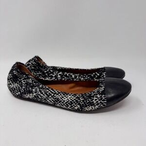 Lanvin Paris Black & White Tweed Ballet Flats Size 39